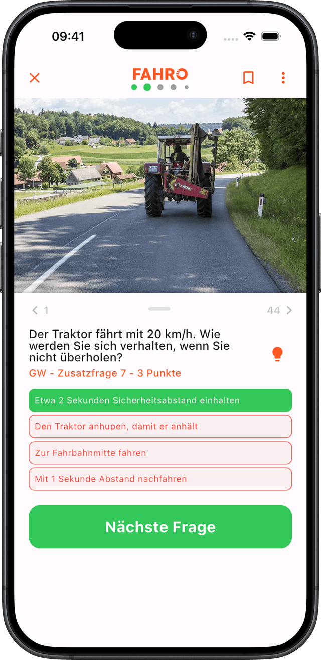 Prüfungsfrage in Fahro
