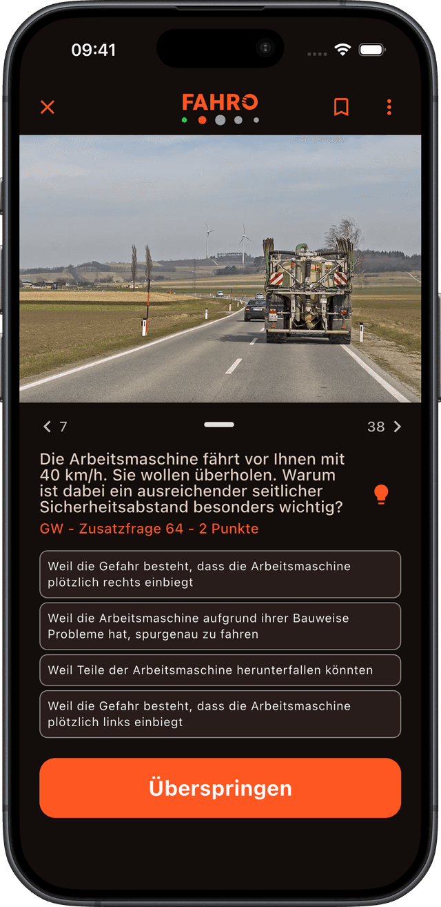 Darkmode beim Fragen üben